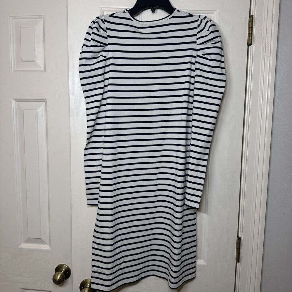 NWT Boden Imogen Breton Striped Shirt Dress size 4 Navy Off White Puff Sleeves - Picture 4 of 4
